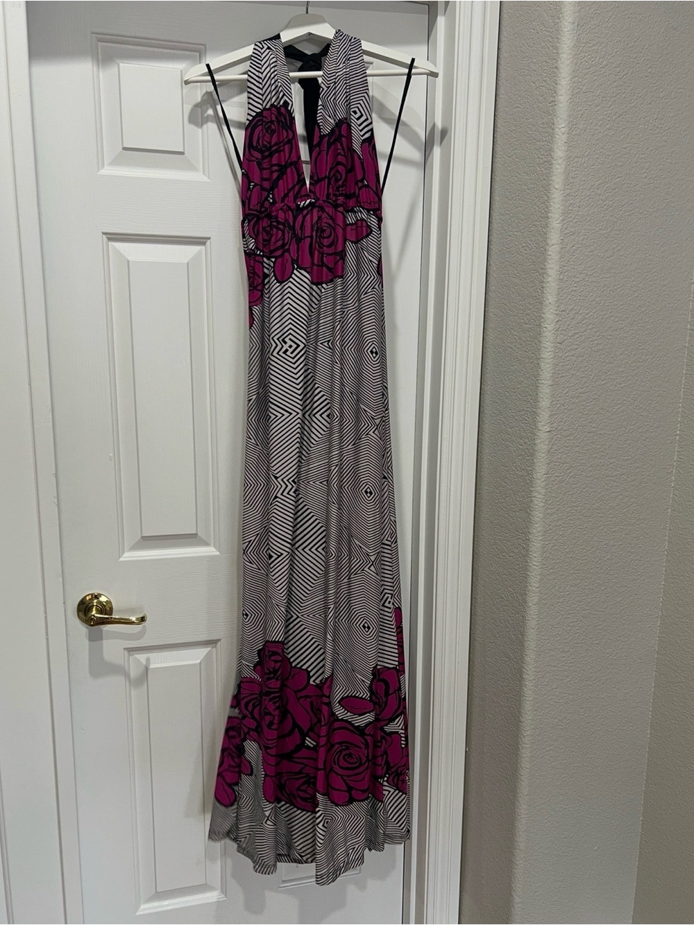 cameo VTG Y2K 90’s Flowy Beachy Boho Fairy  Halter Maxi Deep-V Dress M